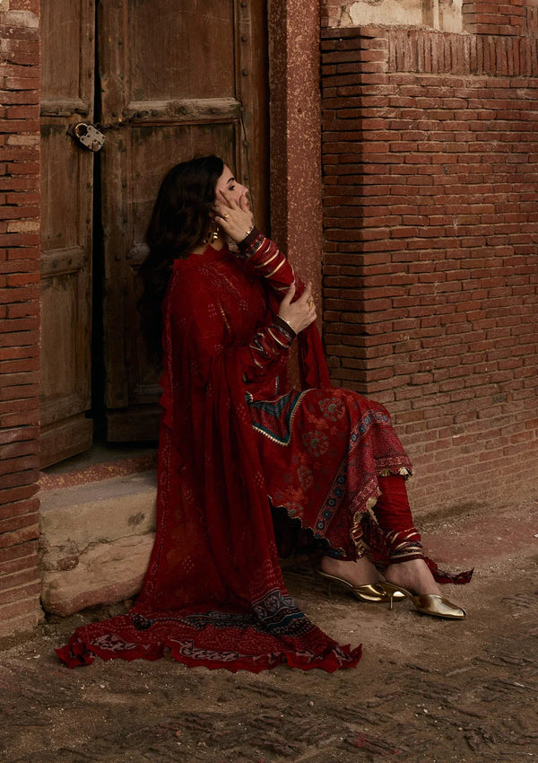 Aangan-Print Chiffon'26 By Kahf - KPS-1A SURKH NOOR