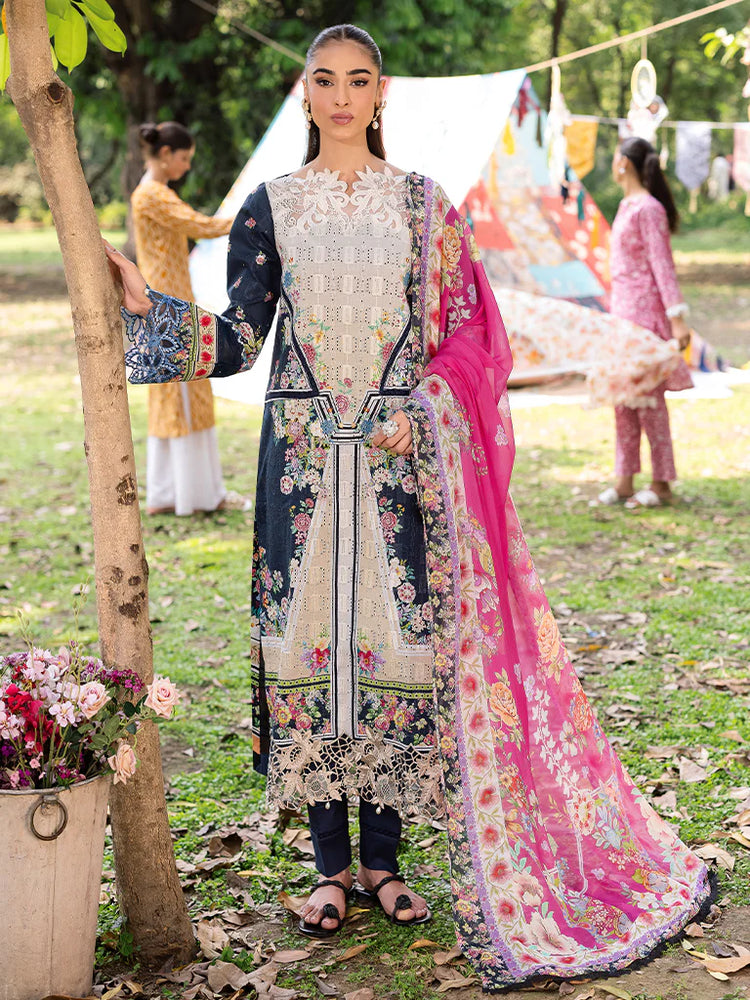 RAJBARI SCHIFFLI PRINTKARI UN-STITCHED 3PC |D -12