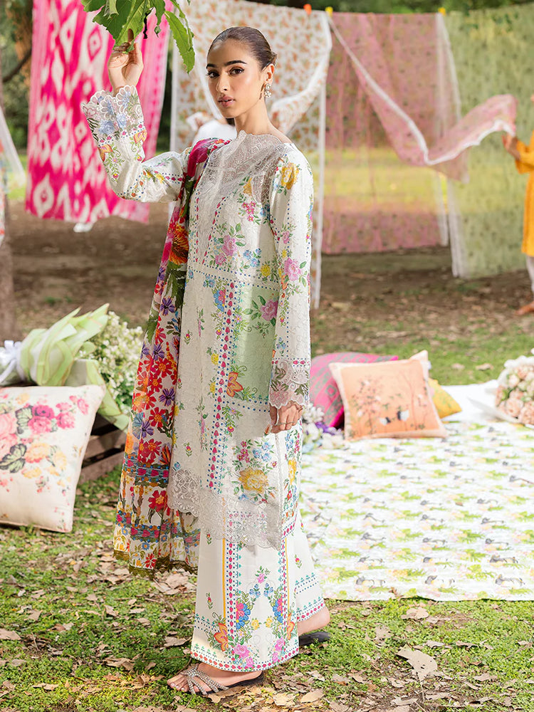 RAJBARI SCHIFFLI PRINTKARI UN-STITCHED 3PC | D-08