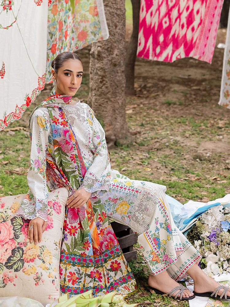 RAJBARI SCHIFFLI PRINTKARI UN-STITCHED 3PC | D-08