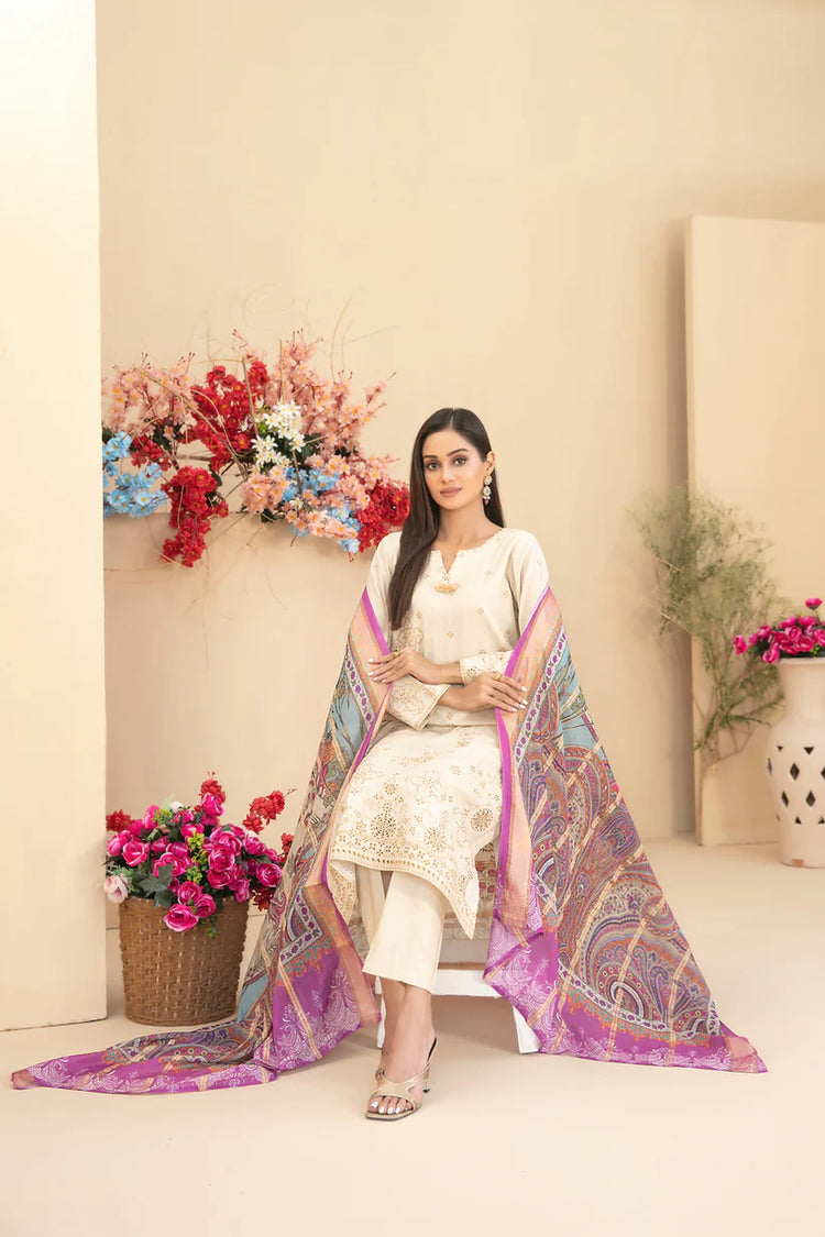 ZENARA BY TAWAKKAL SEMI-STITCHED 3PC | D-1892