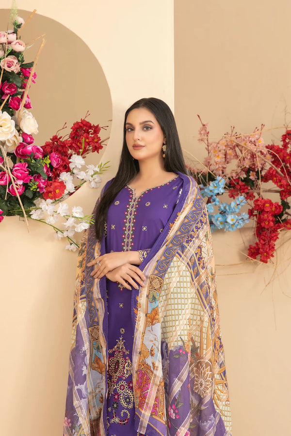 ZENARA BY TAWAKKAL SEMI-STITCHED 3PC | D-1891