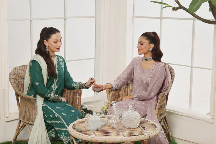 3 PIECE - LUXURY EMBROIDERED PURE SELF COTTON SUIT