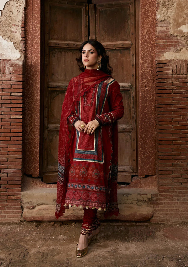 Aangan-Print Chiffon'26 By Kahf - KPS-1A SURKH NOOR