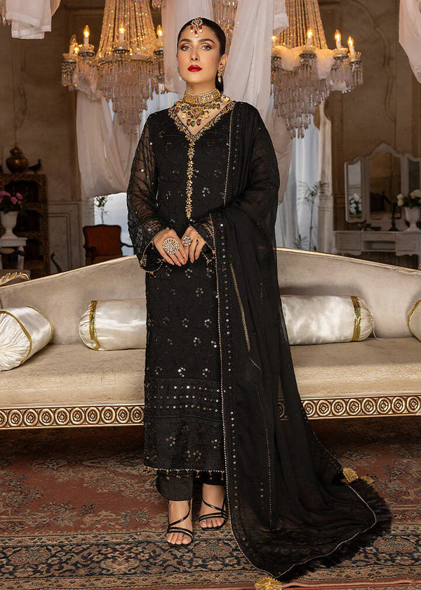 MERAKISH LUXURY CHIFFON UNSTITCHED 3P| BY SHAHZEB - BLACK ORCHID
