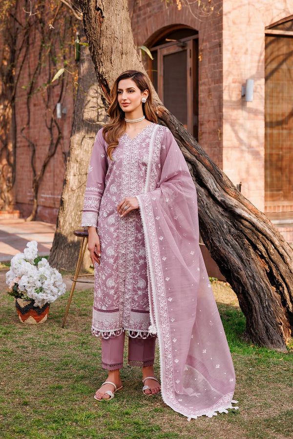 FARASHA DASTOOR UN-STICHED 3PC|DAINTY LILAC