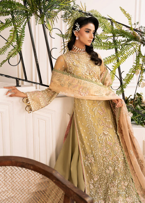 INAYAT ALIF BY AJR LUXURY WEDDING UN-STITCHED 3PC| BREWING-MATCHA