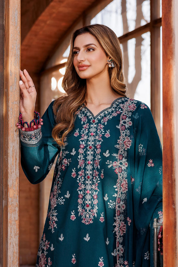 FARASHA DASTOOR UN-STICHED 3PC|EMERALD CHARM