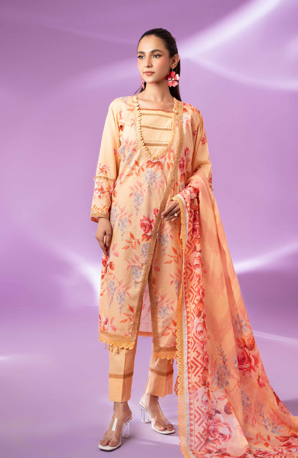 COLORS ALZOHAIB Bana Dupatta 3-Piece Unstitched Lawn-CDB-24-11