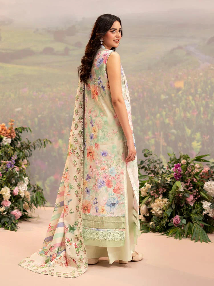 CHIKANKARI 3-Piece Unstitched Digital Printed Lawn Suit