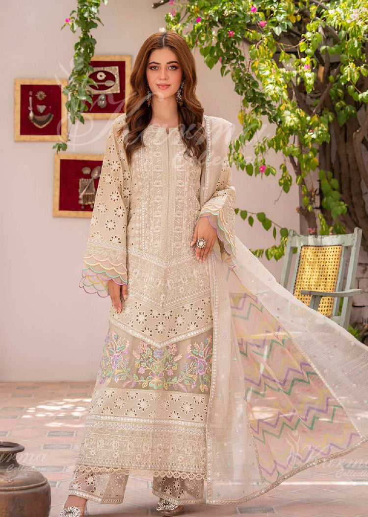 MAH - E ROOH BY KARMA STITCHED LAWN KC-1370 (COFEE CREAM)