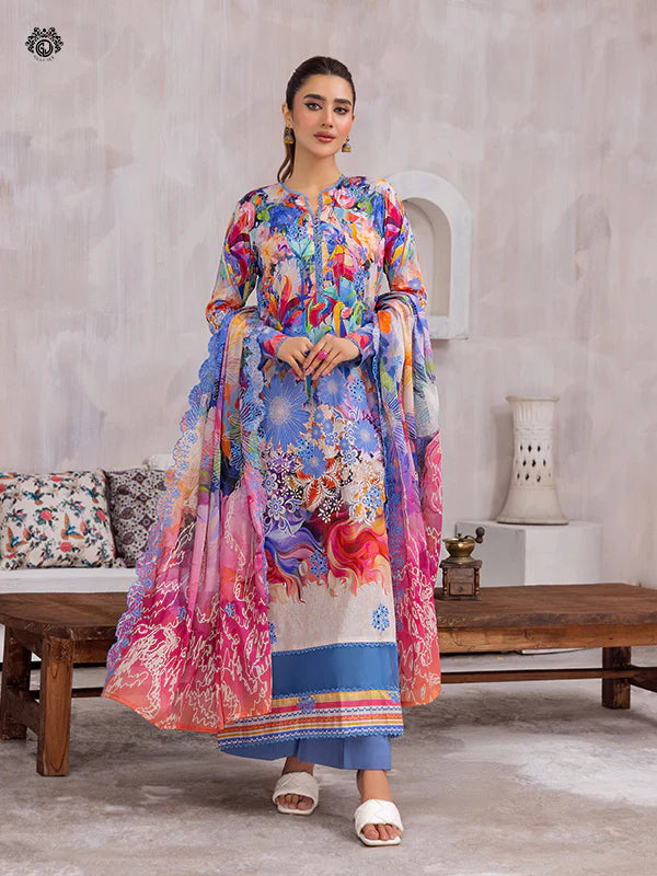 Pretty Petals By Gulljee Printed Embroidered Lawn Collection - D11