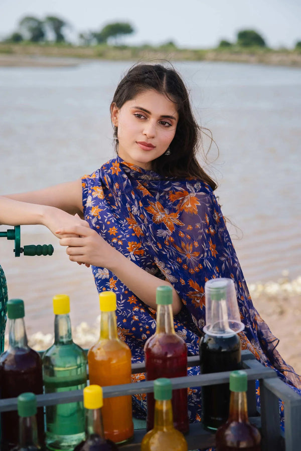 3 Piece Unstitched Embroidered Suit | 409-B