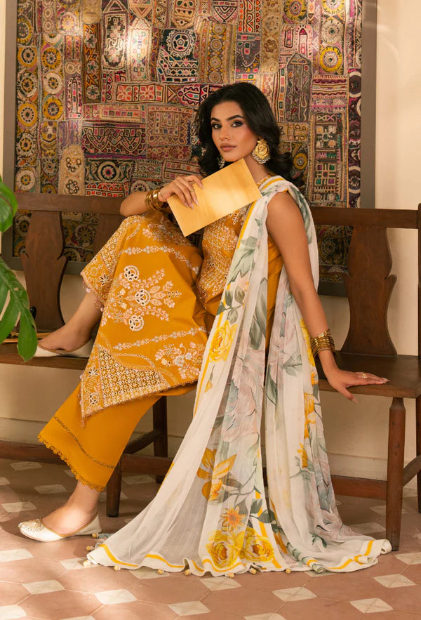 MEHRMAA BY HUMDUM UN-STITCHED 3PC | D03 Hoor