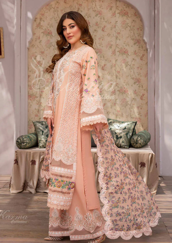 MAH - E ROOH BY KARMA STITCHED LAWN KC-1371 (SALMON)