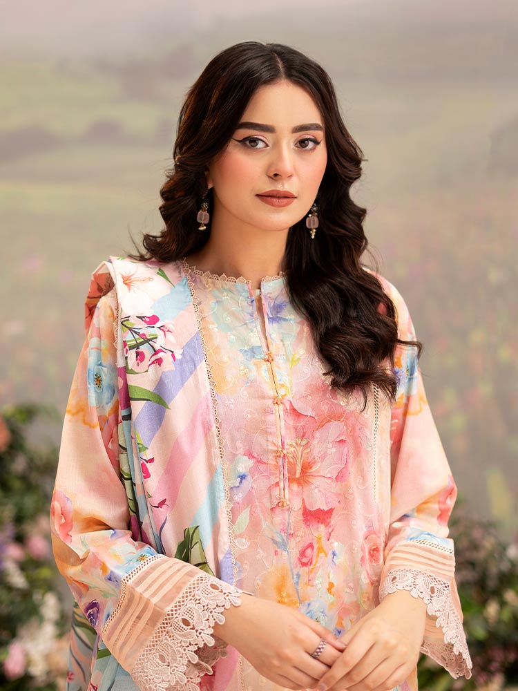 CHIKANKARI 3-Piece Unstitched Digital Printed Lawn Suit