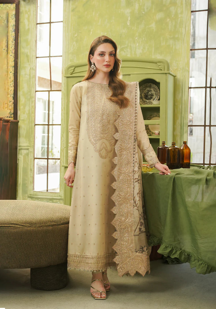 ZARQASH TRESOR UN-STICHED 3PC|ZQT 0010 ALISA
