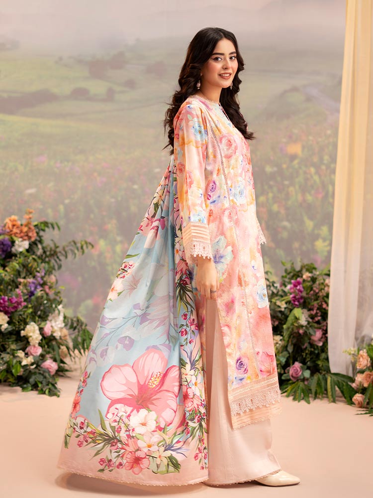 CHIKANKARI 3-Piece Unstitched Digital Printed Lawn Suit