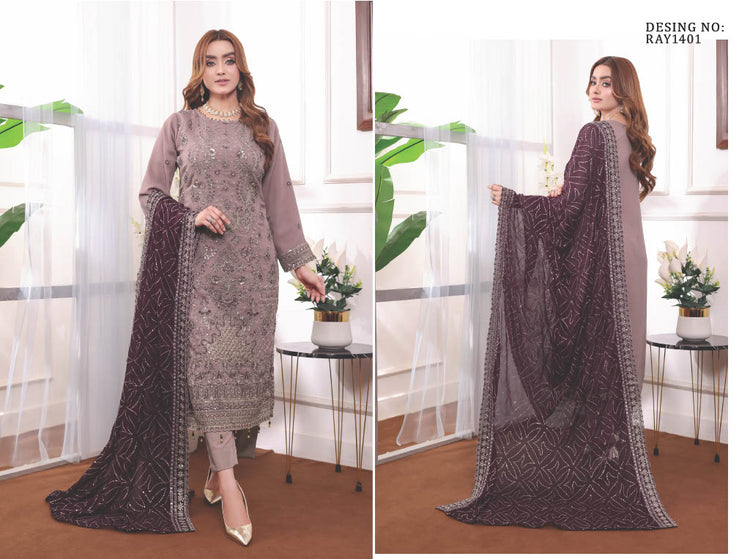 OMAHA BY BIN HAMEED SEM-STITCHED | RAY1401