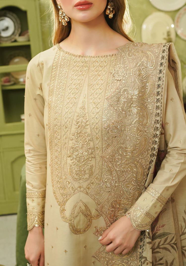 ZARQASH TRESOR UN-STICHED 3PC|ZQT 0010 ALISA
