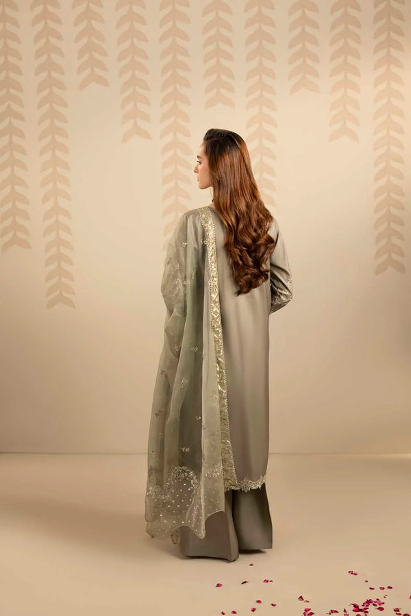 ZARDOZI SILK- OLIVE GREEN