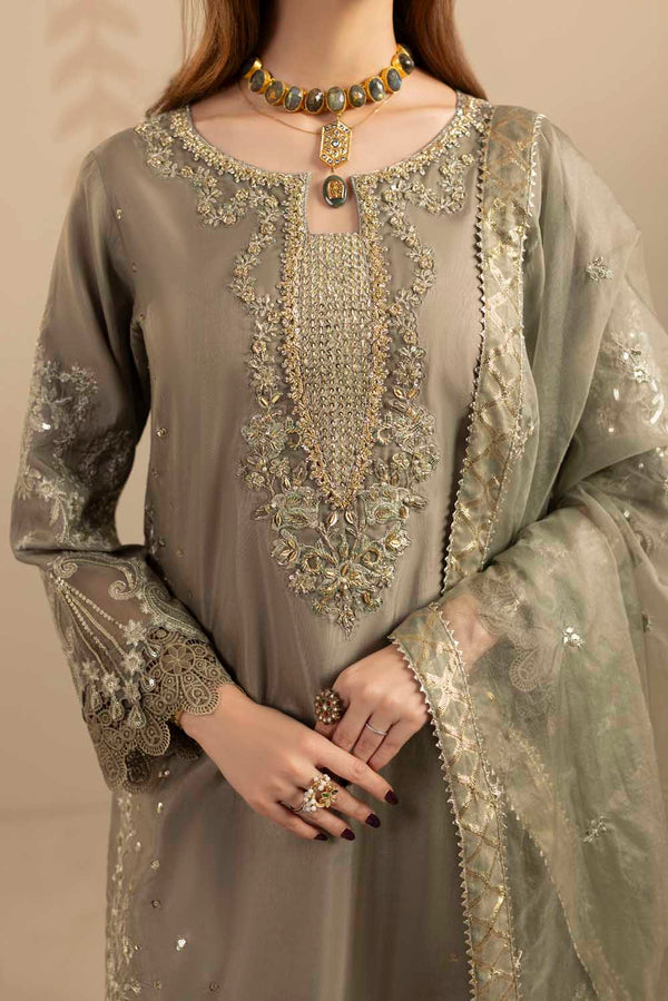 ZARDOZI SILK- OLIVE GREEN