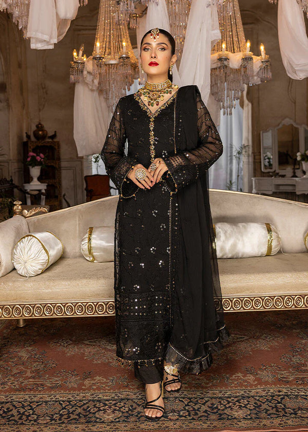 MERAKISH LUXURY CHIFFON UNSTITCHED 3P| BY SHAHZEB - BLACK ORCHID