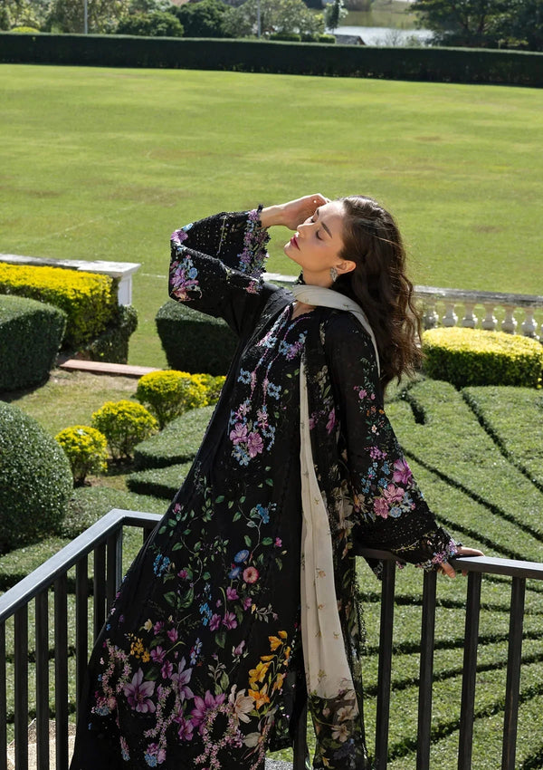 ELAF SIGNATURE EMBROIDERED LAWN 3PC | BLACK THRONE