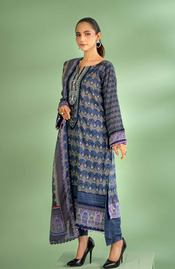 COLORS ALZOHAIB Bana Dupatta 3-Piece Unstitched Lawn-CDB-24-02