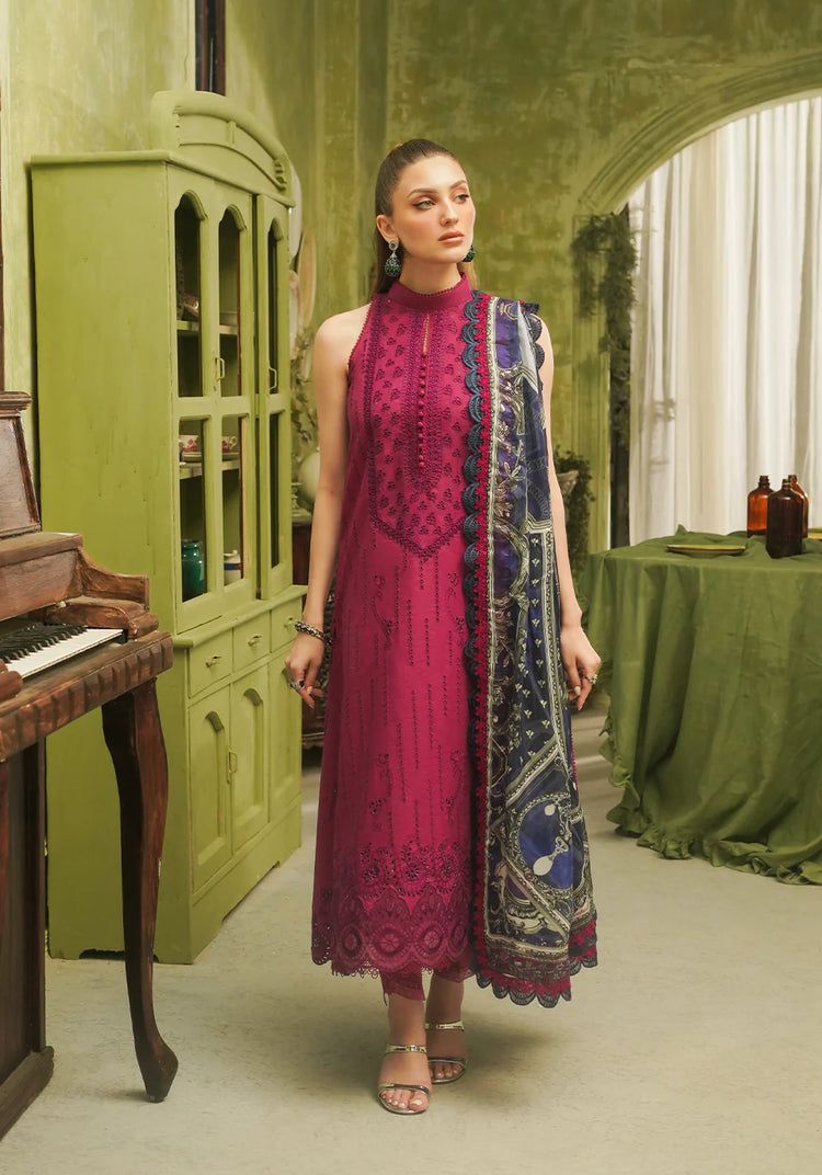 ZARQASH TRESOR UN-STICHED 3PC|ZQT 0012 ROSA