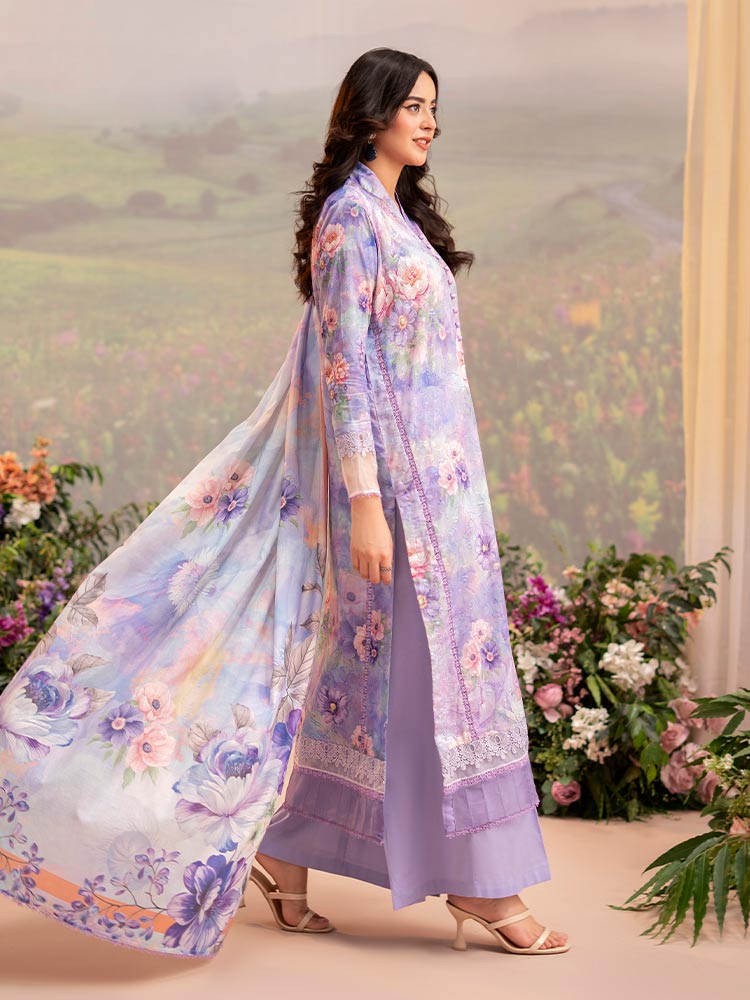 CHIKANKARI 3-Piece Unstitched Digital Printed Lawn Suit