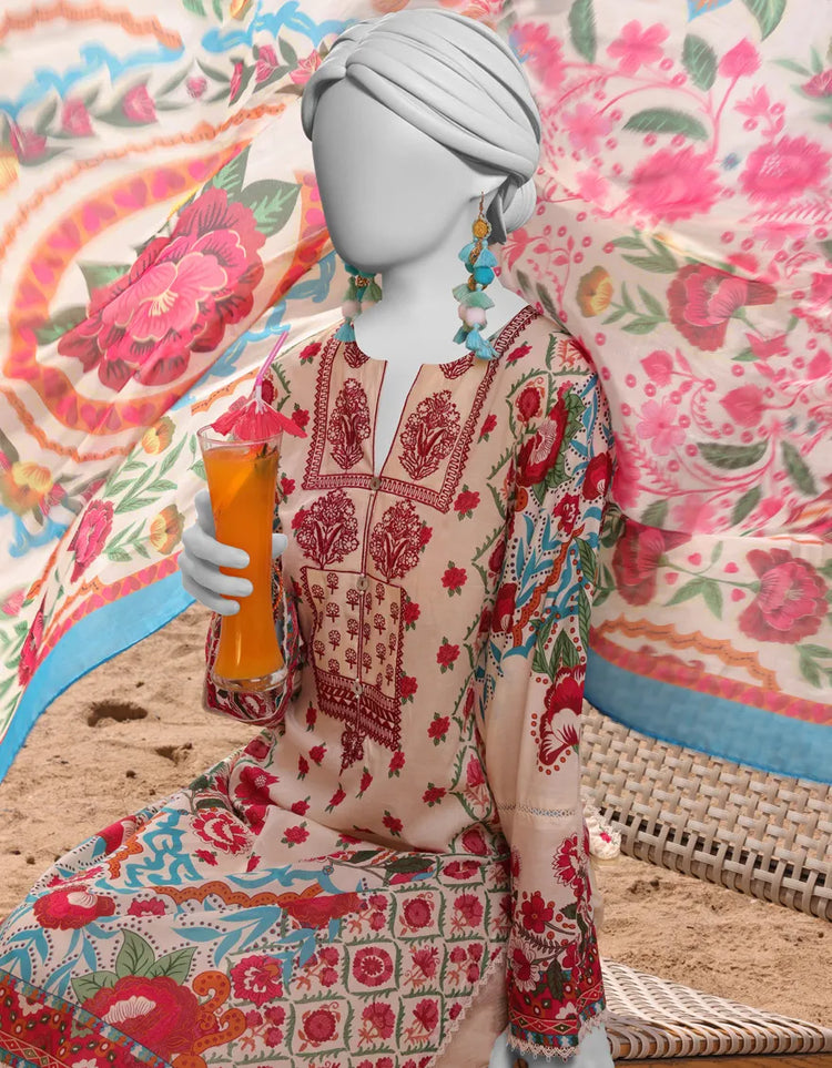OFF WHITE LAWN EMBROIDERED 3PC STITCHED | JLAWN-S-25-039