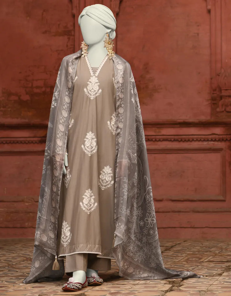 GREY LAWN EMBROIDERED 3PC | JLAWN-S-25-065