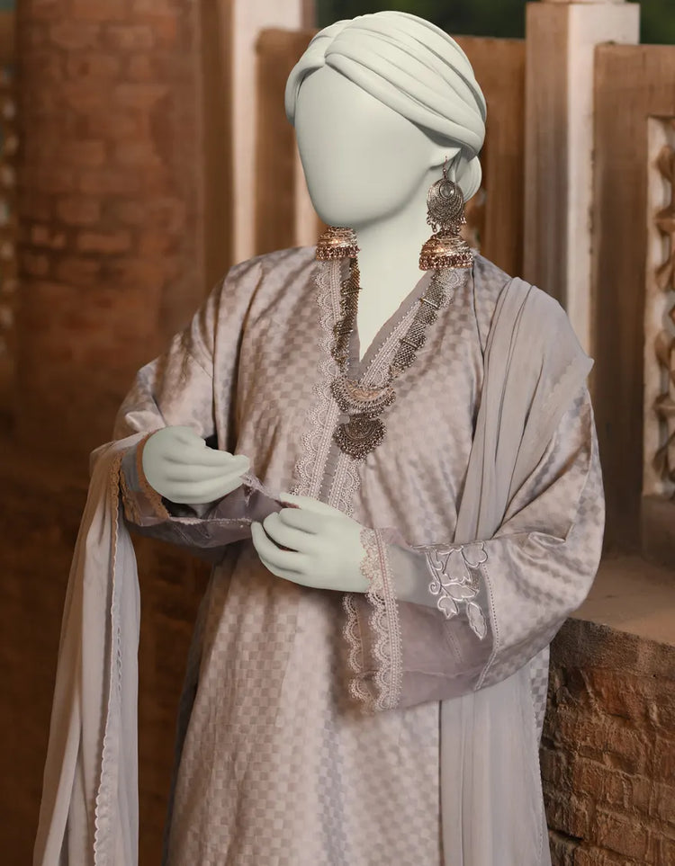 GREY DOBBY EMBROIDERED 2PC | JLAWN-S-JDS-25-1008