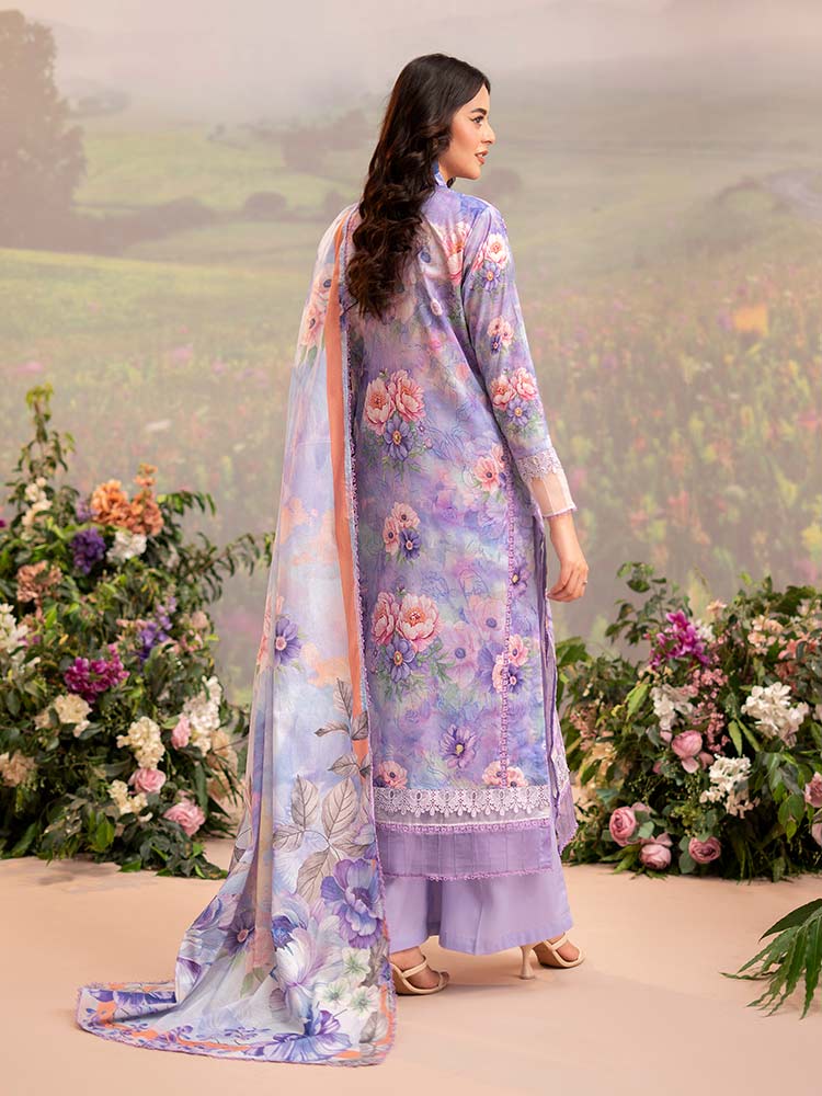 CHIKANKARI 3-Piece Unstitched Digital Printed Lawn Suit