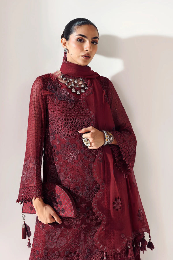 AYMAL BY ALIZEH UN-STITCHED 3PC| 2200-RIKA MAROON