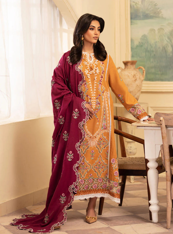 MERAKI BY ROHEENAZ FALL WINTER UN-STITCHED 3PC-SAFFRON