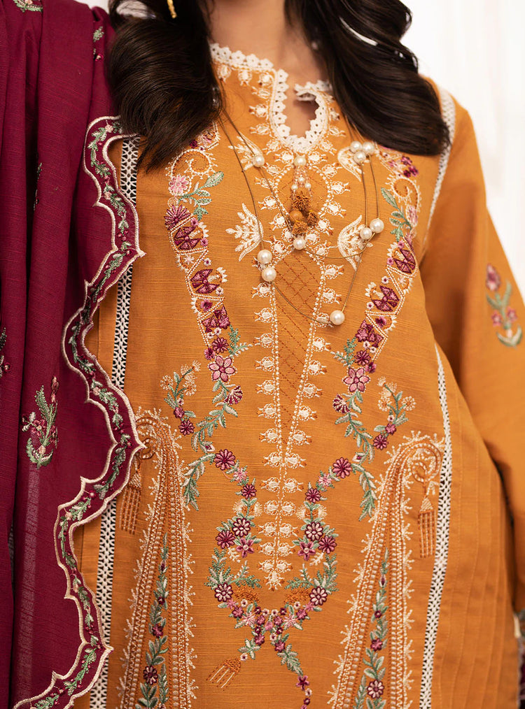 MERAKI BY ROHEENAZ FALL WINTER UN-STITCHED 3PC-SAFFRON