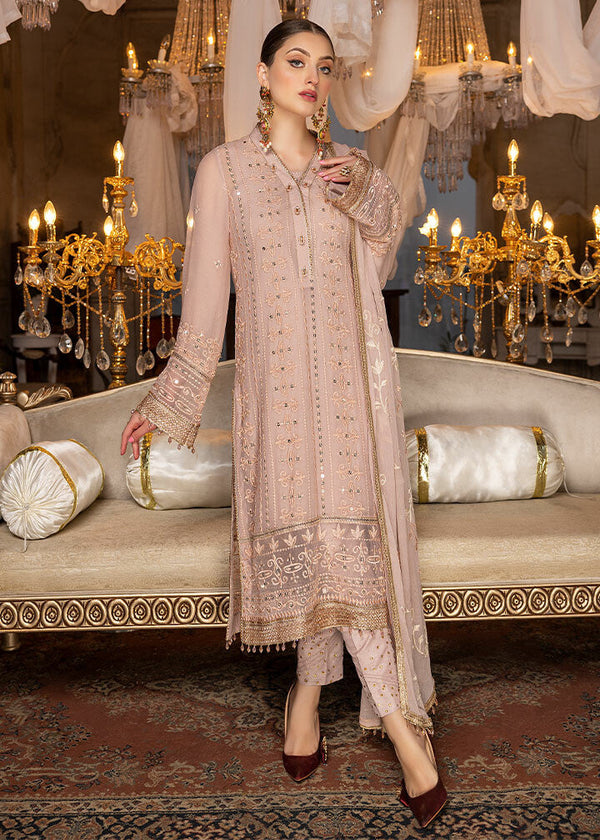 MERAKISH LUXURY CHIFFON UNSTITCHED 3P| BY SHAHZEB - TEA ROSE