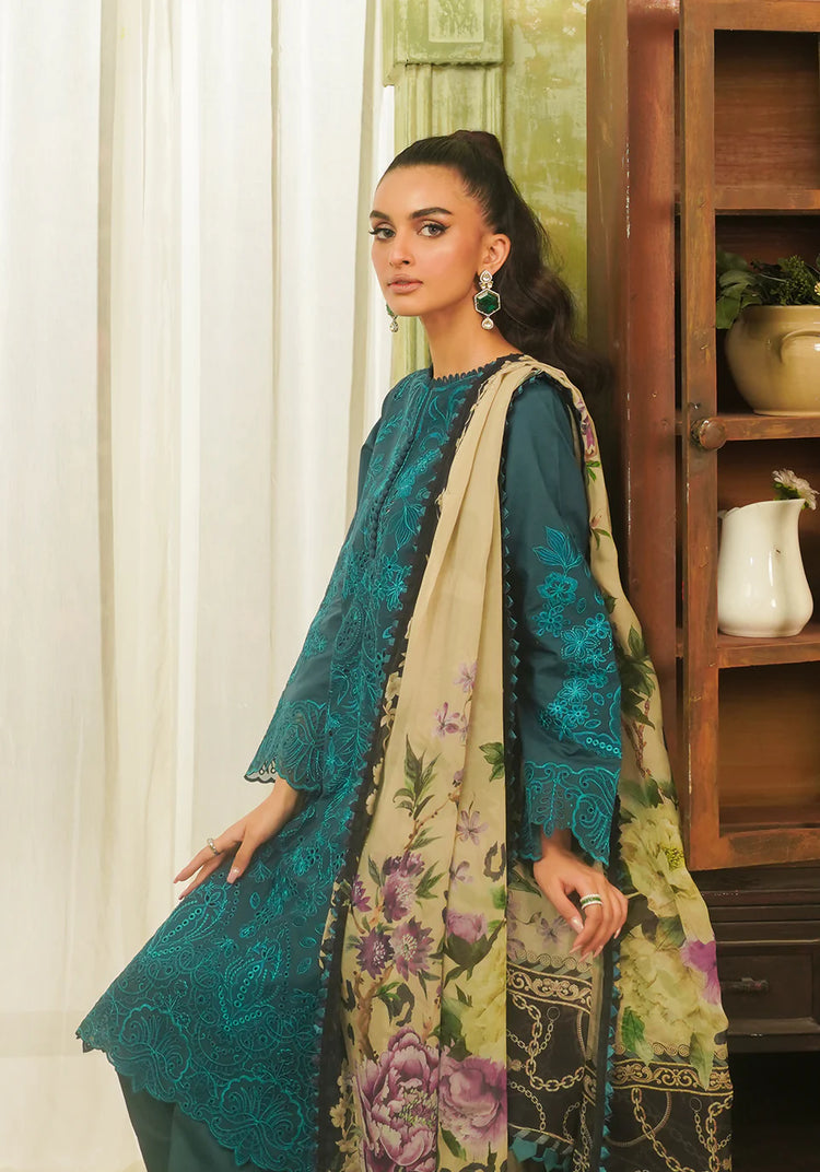 ZARQASH TRESOR UN-STICHED 3PC|ZQT 0011 DINA