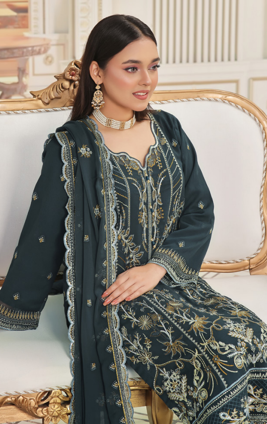 ALISHBA PREMIUM SEMI-STITCHED CHIFFON | D-06
