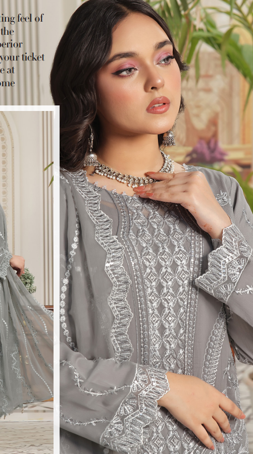 ALISHBA PREMIUM SEMI-STITCHED CHIFFON | D-02