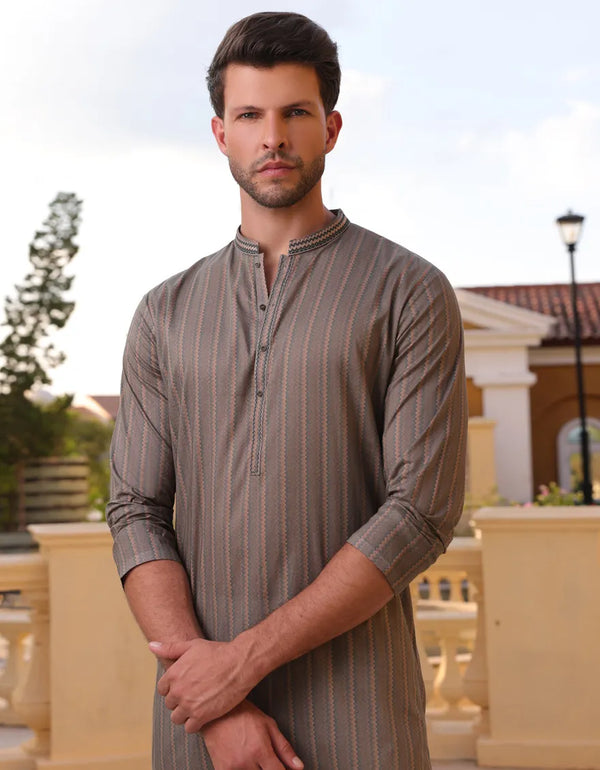 BROWN COTTON KURTA | JJK-S-32986