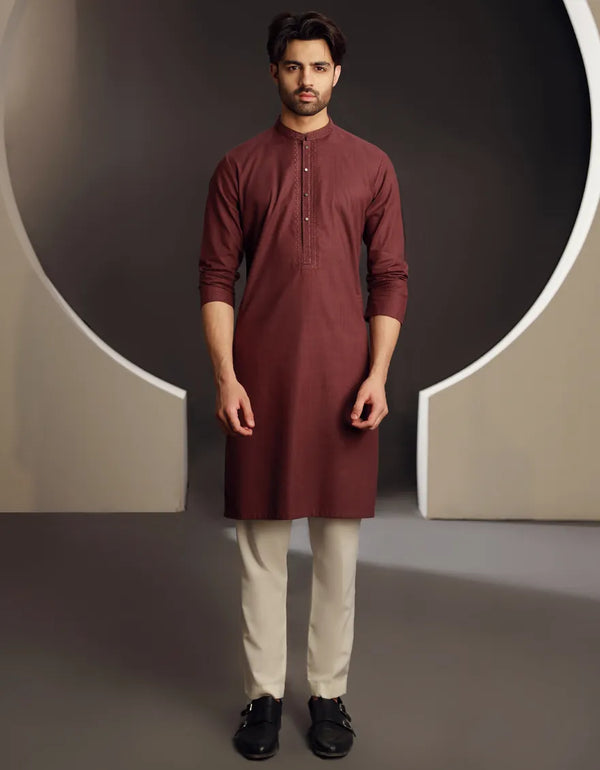 PLUM COTTON KURTA | JJK-W-33043