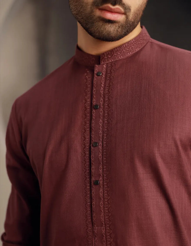 PLUM COTTON KURTA | JJK-W-33043