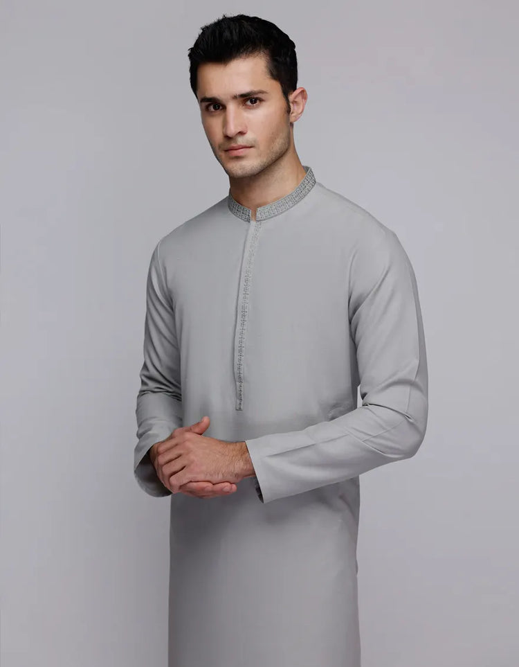 SMOKE GREY BLENDED KURTA | JJK-A-33058
