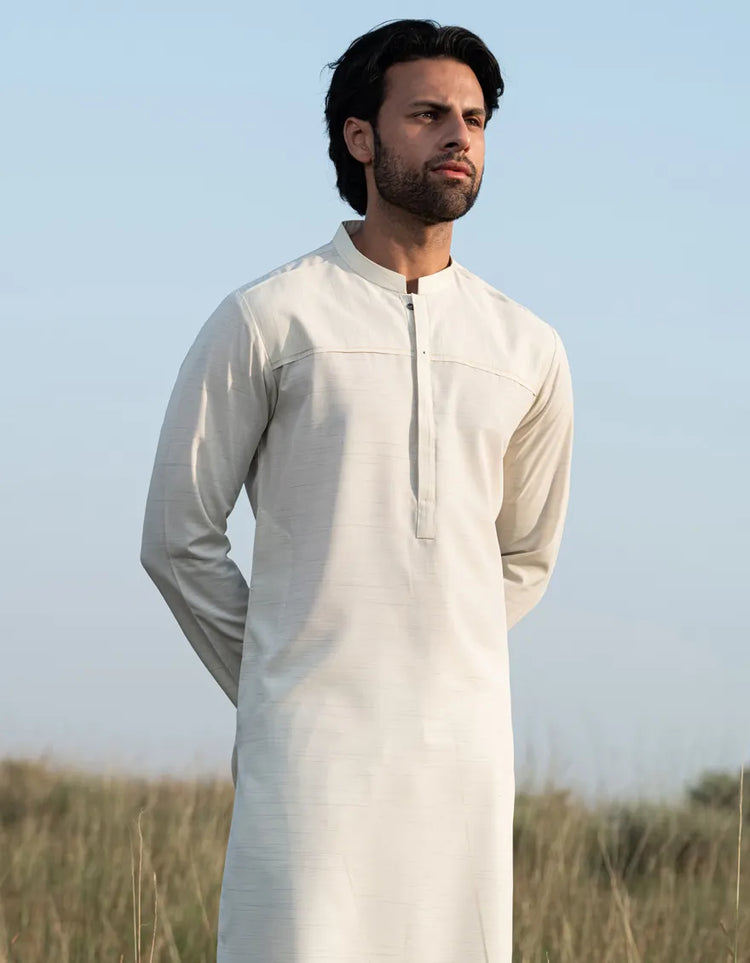 HALF WHITE BLENDED KURTA | JJK-A-33125