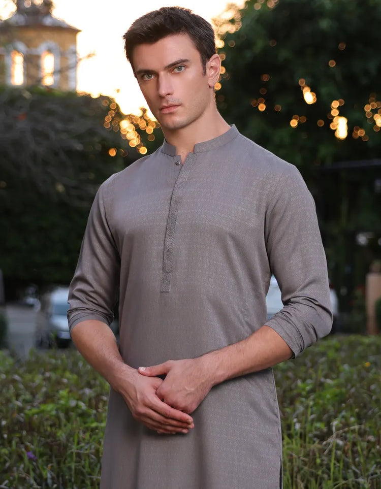 MUD GREY BLENDED KURTA | JJK-A-33149