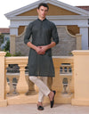 DARK GREEN COTTON KURTA | JJK-S-34779