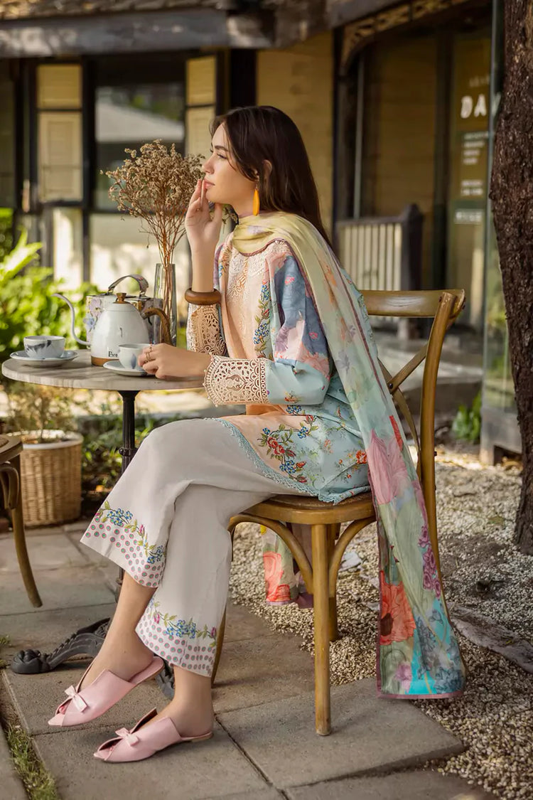 ETHEREAL BLOOM BY ROHEENAZ UN-STITCHED 3PC | Ornella